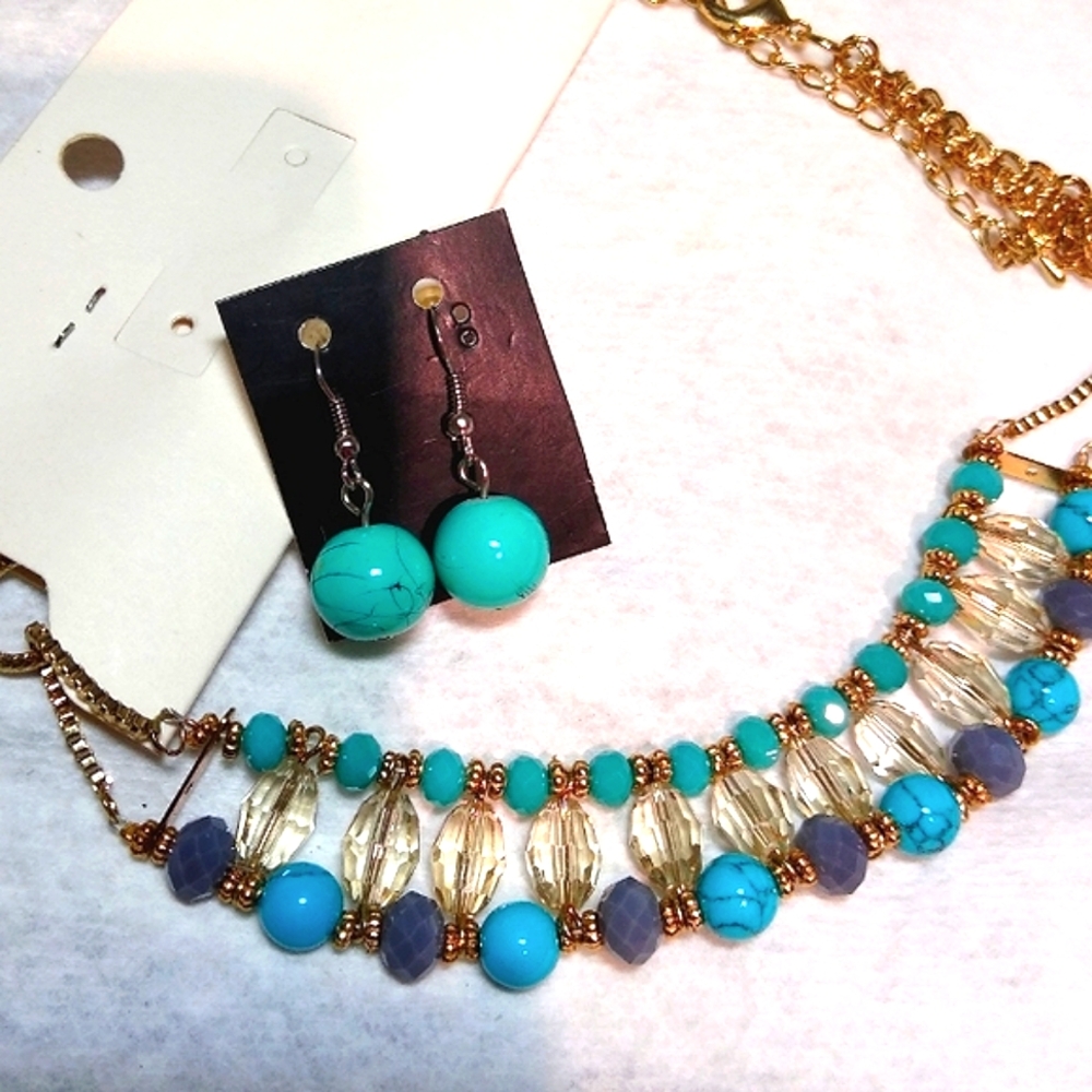 Statement Necklace Turquoise Blue Colors
